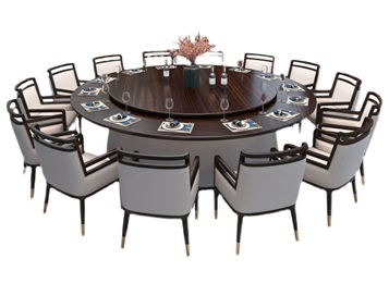 酒（jiǔ）店包間中式實木2.2m電（diàn）動旋轉（zhuǎn）大圓桌