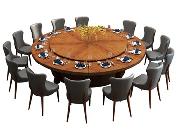飯店包間時尚實木20人位電動（dòng）轉盤的餐桌