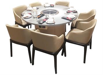 火鍋店圓形大理石智能無煙淨化輕奢火鍋桌