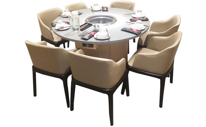 火鍋店圓形大（dà）理石智能無煙淨化輕奢火鍋（guō）桌