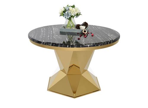 歐式簡約現代圓形不（bú）鏽鋼餐桌 大理石餐桌