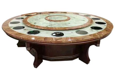 酒店電動餐桌_大理石（shí）電磁爐一人一鍋圓桌