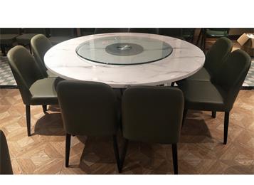 中餐廳酒樓會（huì）所包房8人位大理石圓形桌椅