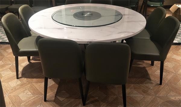 中餐(cān)廳酒(jiǔ)樓會所包房8人位大理石圓形(xíng)桌椅