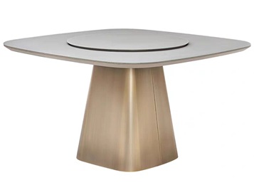 高級中餐廳不鏽鋼輕奢帶（dài）轉盤圓桌子