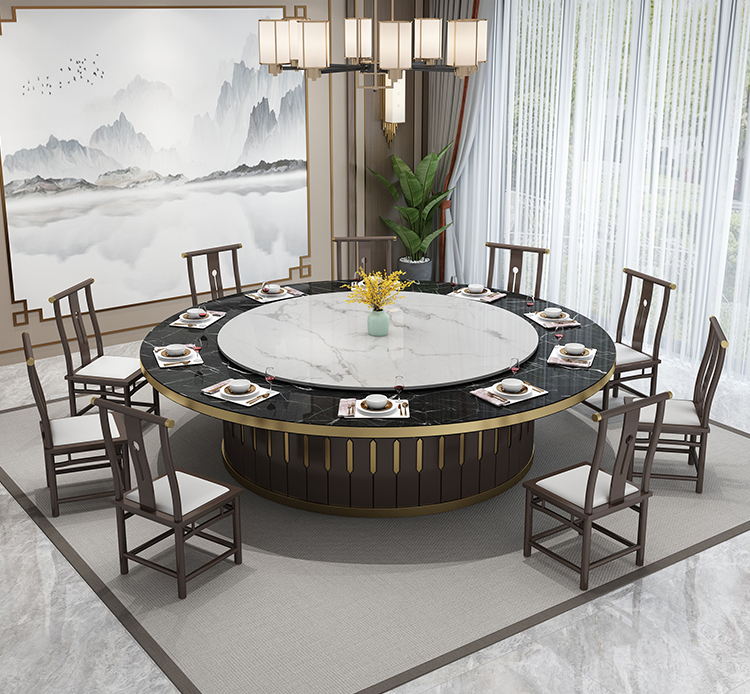 輕奢風16人台電(diàn)動餐桌