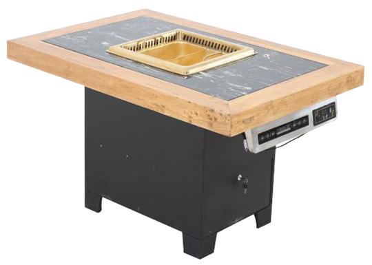 實木邊框鑲嵌大理石無煙火鍋桌(zhuō)