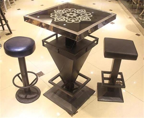 現代時（shí）尚不鏽（xiù）鋼大理石個性酒（jiǔ）吧桌