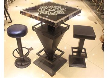 現代（dài）時尚不鏽鋼大理石個性酒吧桌（zhuō）