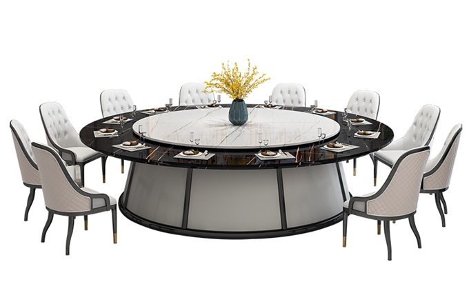 酒店包（bāo）間時尚大理石電動餐桌