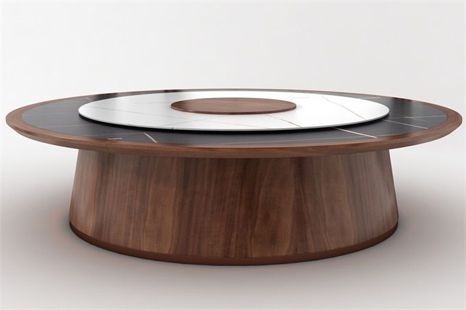 新中式風格大理石岩板電動餐桌