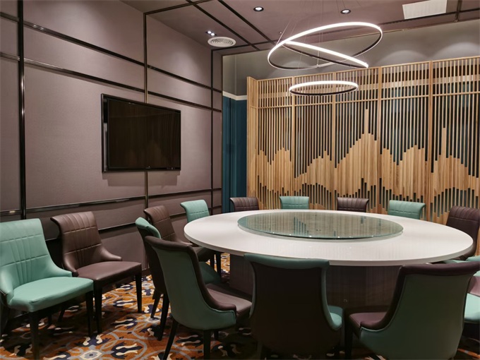 稻香餐廳大理石帶（dài）轉盤（pán）大圓桌